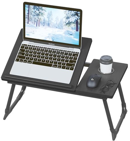 Laptop Desk, Laptop Bed Table with Foldable Legs and Cup Slot Adjustable Trays Reading Book Holder Notebook Bed Terrace Balcony
