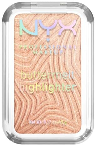 NYX PROFESSIONAL MAKEUP - Highlighter en Poudre - Enrichi en Beurre de Mangue, Beurre d'Amande & Beurre de Karité - Texture Fondante - Formule Vegan - Buttermelt Highlighter - Teinte : Glaze It Butta