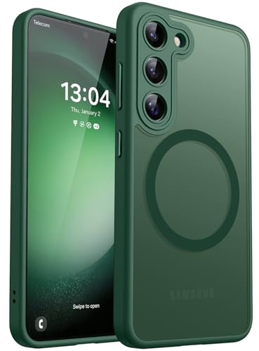 CANSHN für Samsung Galaxy S23 Hülle mit Kameraschutz, Matt Dunkelgrün