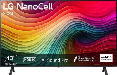 LG 43NANO81A6A 43 Zoll (109 cm) NanoCell Fernseher (α5 Gen7 4K AI-Prozessor, webOS 24)