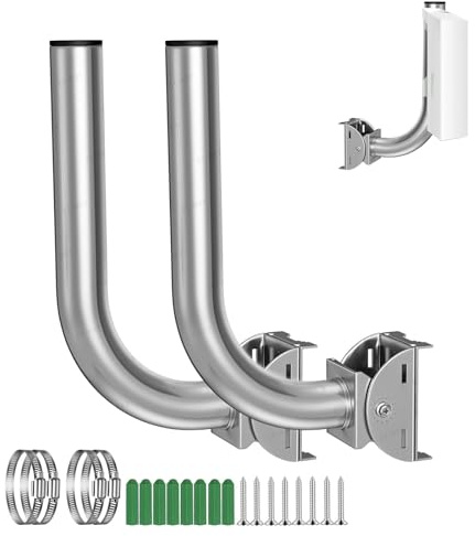 ZT-NET Stainless Steel Universal Wireless Bridge Bracket Mount, Outdoor Pole and Wall-Mounted Mount for Point-to-Point AP Access Point Client Bridge CPE Adjustable Sturdy Mounting Kit, 2-Pack