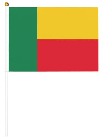 Lot de 10 petits drapeaux du Bénin à main, mini drapeaux sur bâton pour fête, activités d'équipe, défilés, décoration de vacances