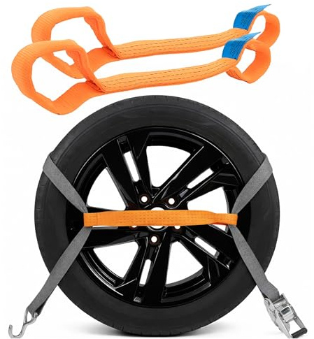 2 Stück Quergurt für Spanngurt 0,4m - Radsicherungsgurt 50mm - Zurrschlaufen für Spanngurte Autotransport - für Anhänger & Trailer