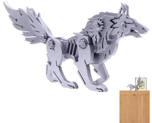 Kits De Maquettes En Métal Loup - Modèle Loup En Métal, Puzzle Modèle Animal Mécanique, Ornements Détachables À Assemblage Amusant, Puzzles 3D Interactifs, Décoration De Maison, Artisanat D'art Pour E