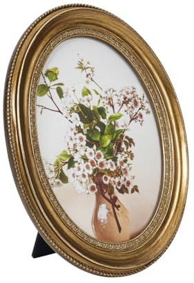 nbeads Vintage Bilderrahmen, 20x16.8cm Fotorahmenständer Aus Kunstharz Ovaler Mini Bilderhalter Antike Fotorahmen Für Die Wandmontage Kunst Und Heimdekorationsdisplays, Dunkelgolden