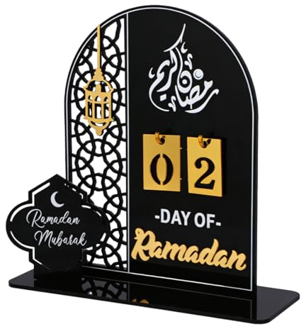 YAZWUR 1 Pcs Ramadan-Kalender aus Acryl, 30-Tage-Countdown, Rustikaler Ramadan-Adventskalender, Robuster und langlebiger Ramadan-Dekoration 2025-2026 (Acryl)