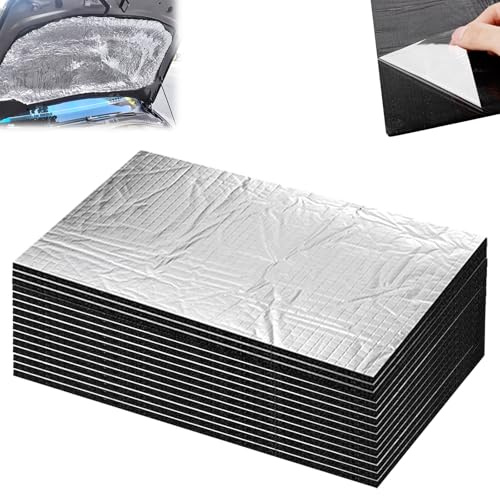 Tapis D'isolation Phonique: 15 Pièces 400 X 250 X 10 Mm Isolation Phonique Tapis Lnsonorisant, Tapi Isolat Thermique Acoustique Voitures Pour étanche, Ignifuge, Porte, Moteur, Fenetre