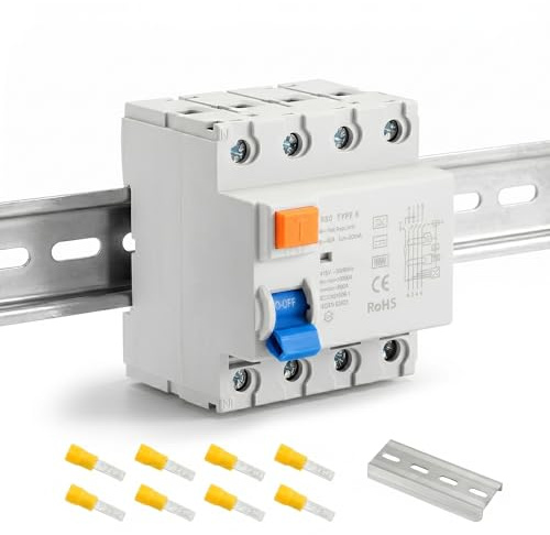 Interrupteur Différentiel 40A 30mA Type B 4 Pôles Disjoncteur 40A | Differentiel 30mA 40A Type B 400/415V 10kA Rail DIN 35mm pour Wallbox et Installation Photovoltaïque Protection CC