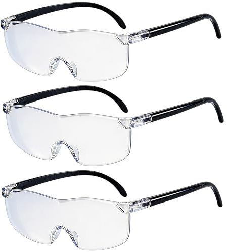 Beojonvy 3 Stück Lupenbrille für Brillenträger, Vergrößerungsbrille 500%,1000%, 1600%, Brillenlupe Anti-Blaulicht, Senioren Magnifying Glasses, Lesehilfe für Naharbeit Lesen Nähen