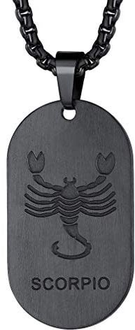 FaithHeart Erkennungsmarke Sternzeichen halskette herren skorpion ketteanhänger edelstahl mit 55cm+5cm kette