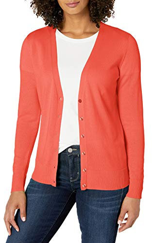 Amazon Essentials Jersey Ligero con Cuello de Pico (Disponible en Tallas Grandes) Mujer, Rosa Coral, XL