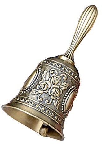 LERTREE Retro Rufglocke Antike Handglocke Bronze Abendessen Glocke Resturant Service Glocke Messing Schellen Hochzeit Klassenzimmer Kirche Bel
