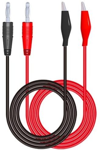 CABLEPELADO Cable de prueba medición, Cable de sonda multímetro, Cable de prueba de cocodrilo de pinza eléctrica, Cable prueba conectores banana, 30V 5A | Rojo/Negro | Longitud de 1 Metro