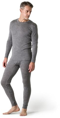 LAPASA Ensemble de sous-Vêtements Thermiques Homme en Laine Mérinos 100% Naturelle Sport Chaud Léger Pantalon Bas et Haut Maillot de Corps Automne/Hiver M31 Gris Chiné (Chaud) S