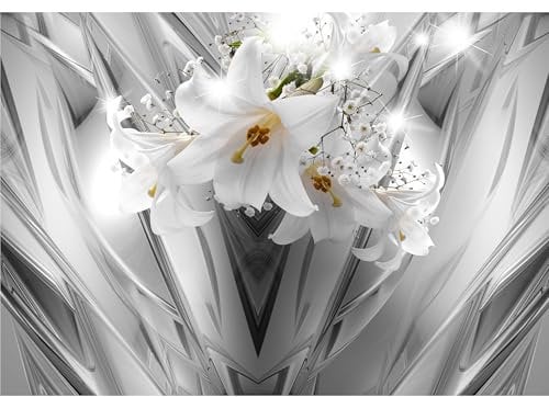 decomonkey Fototapete Blumen Lilien 3d Effekt 450x315 cm XL Tapete Wandbild Wandbild Bild Fototapeten Tapeten Wandtapete Wandtapete Abstrakt