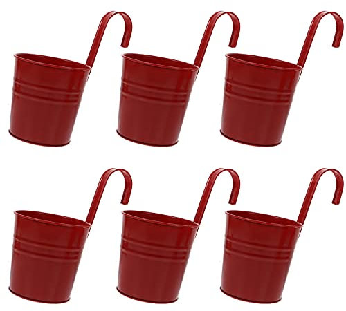 Angoily 6 Piezas Cubo Colgante Flores hojalata maceteros Colgantes maceteros para Colgar Ribete Jardinera Colgante Interior Plantas Flower Vase Titular la Planta Maceta