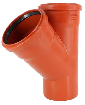 KNM Trade KG Abzweig DN 160/45° PP Abwasser T-Stück Orange | PP Kunststoff, schlagfest, Kanalinstallation, schnelle Steckmontage, werkzeugfrei, beständig -20 °C bis +90 °C, ringsteif