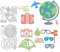 GLOBLELAND Reisethema Stanzschablonen Metall Schneiden Schablonen Globus, Koffer, Flugzeug, Zelt und Karte Stanzformen für Kartenherstellung und DIY Scrapbooking Dekor