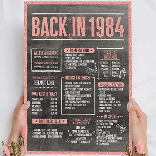 41 Geburtstag Frauen Rosegold Holzbild Back in 1984 personalisierbar zum Hinstellen/Aufhängen opt. beleuchtet, 41 Geburtstag Frau Deko, 41 Geburtstag Frau, 41. Geburtstag Frau, Geschenk 41 Geburtstag