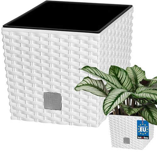 KOTARBAU® - Vaso da fiori, coprivaso con vaso interno, per coltivare le piante, 220 mm, bianco