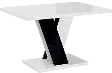 MEBLINI Couchtisch Wohnzimmer - Wohnzimmertisch Modern - Sofatisch Wohnzimmer - Stubentisch - Kaffeetisch - Coffee Table for Living Room - MASIV - 100x70x60cm - Weiß Hochglanz/Schwarz Hochglanz
