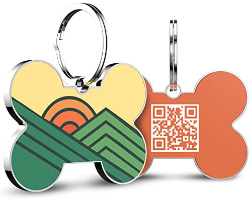 DISONTAG Placas para Perros QR Etiqueta de identificación Personalizadas Online - Pet Pass Quick Show Vacunas para Mascotas y Protección de la Privacidad (28 * 42mm)