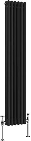 NRG 1500 x 290mm Black Radiator Traditional 3 Column Vertical Central Heating Cast Iron Rads