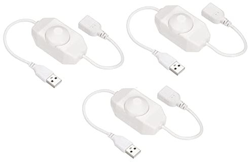 sourcing map Striscia LED Dimmer Switch 5V DC USB femmina a maschio prolunga con interruttore rotante controller per strisce LED luci, confezione da 3 pezzi