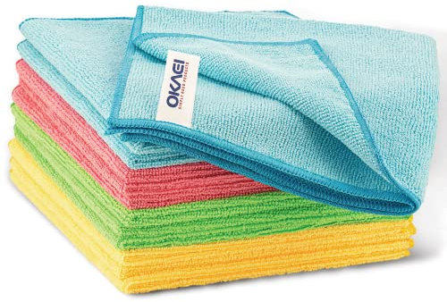 Okaei Mikrofasertücher 12 Stück, Reinigungstücher, Geschirrtücher, Microfasertücher, Putztücher Putzlappen, Fenster Tücher, Allzwecktücher, Sehr Saugfähig, 40x40 cm, Grammatur: 280g/m²