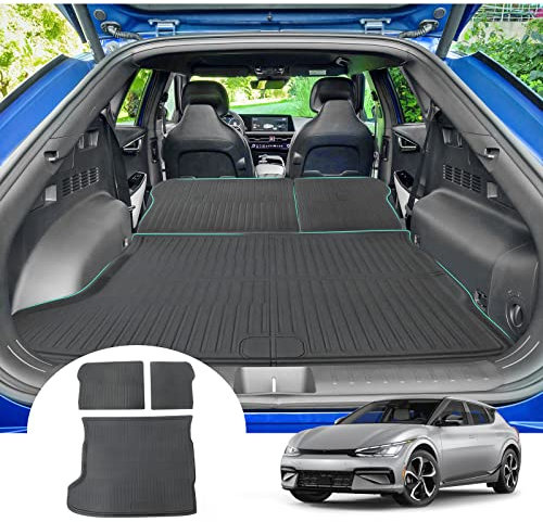 3 Piezas | GAFAT Ki-a EV6 2021-2024 2025 Alfombrilla para Maletero, EV6 2025 Alfombrilla con Borde Alto TPE Original Escáner 3D, Compatible con Accesorios Kia EV6