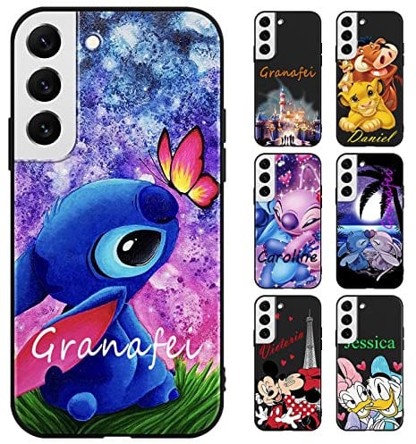 Personalisierte Handyhülle für Samsung Galaxy S22 5G Hülle 6,1,Anime Stitch Motiv Personalisiert Benutzerdefinierte Name Text Individuelle Case Weiche TPU Stoßfest Silikon Custom Schutzhülle