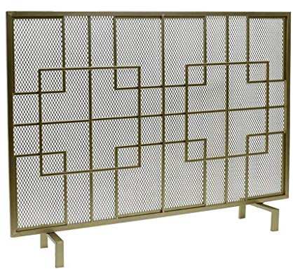MAKIVI Fireplace Screen Simple Nordic Wrought Iron Gold Black Fireplace Partition Home with Net Fireplace Door Screen Home Low Fence Indoor Fireplace Screen Marriage