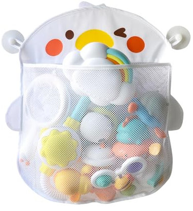QWLWBU Organizador de juguetes de baño, almacenamiento de juguetes de baño para ducha, soporte de malla colgante para juguetes de bañera que permite que los juguetes de la bañera del bebé se sequen