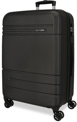 Movom Galaxy großer Koffer, Schwarz, 53 x 78 x 31 cm, ABS, seitlicher Kombinationsverschluss, 110 l, 4,92 kg, 4 Doppelrollen, Schwarz, Großer Koffer