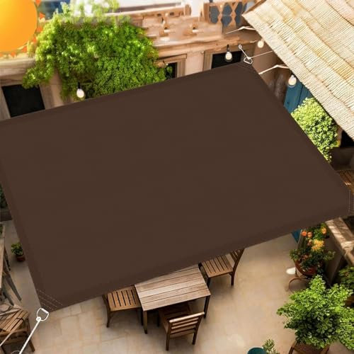 Sonnensegel Wasserdicht Rechteckig 3.5 x 4.5 m Sonnenschutz Windschutz Segeltuch Pergola Überdachung Plane Witterungsbeständig Und Reißfest für Garten Terrasse Balkon Schwimmbad, Braun