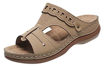 Sandales Claquettes Orthopédique Femme Été Pantoufles Rétro Compensé Claquette Épaisse Chaussons à Soutien Plantaire Confort Anti-dérapant Pantoufle Sandale de Marche Nu Pieds Piscine, Plage Voyages