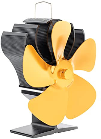 YOGOTEU SF604S Ventilateur de cuisinière à 5 pales Mise à niveau Ventilateur alimenté par la chaleur Silencieux Ventilateur efficace pour poêle à bois à granulés Ventilateur à bois Ventilateur