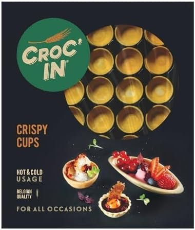 CROC’IN – Coupelles Comestibles à Garnir Gold – Fond de Tarte Pour Pâtisserie ou Apéritif – Confection Artisanale & Vegan – 60 pièces
