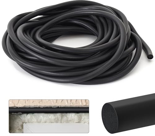 Fugen Dichtschnur, Ø 10mm Dichtung Schaum Rundschnur, 5 Meter EPDM Runde Dichtschnur für Fugen, Schwarz Fugendichtschnur, Fugenfüllprofil für die Nahtdichtung von Türen und Fenstern, Wänden und Decken