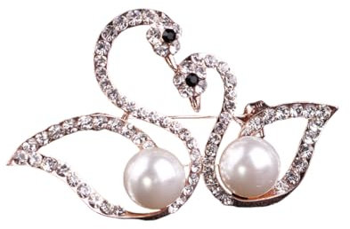 Brosche 1 Stück Diamant Perle Doppel Schwan Brosche Schal Hut Kostüm Brosche Party Geburtstag Brosche Damen Brosche