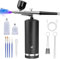 Airbrush Kit With Compressor - 48PSI Rechargeable Cordless Non-Clogging High-Pressure Air Brush Set with 0.3mm Nozzle and Cleaning Brush Set for Nail Art, Makeup, Painting, Cake Decor (Black)