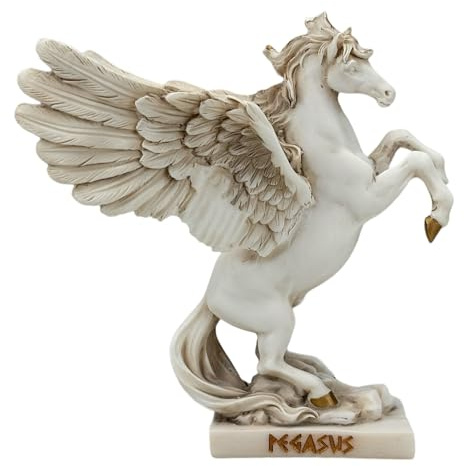 Pegasus geflügeltes Pferd, Mythologie, griechische Statue, graue Patina, gegossenes Marmor-Dekor, 18 cm