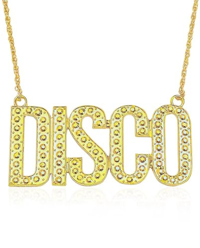 Disco Goldkette Herren,Hip Hop Anhänger Halskette,Rapper Gold Kette,70er 80er 90er Jahre Outfit Herren Zubehör,Elvis Kostüm Accessoires,Für Festival Halloween Fasching Karneval Thema Party Costume