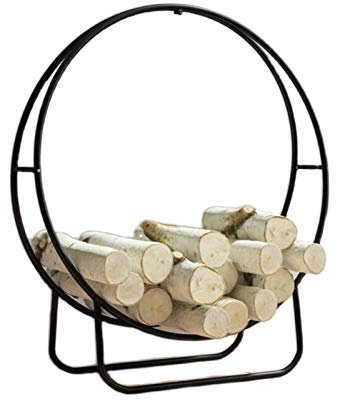 LXWKAI Funkenschutz Brennholzhalter Eisenkamin Brennholzständer Regal Lagerregal Schwarz Lang/Hoch 23,6 Zoll Innen- und Außenkaminzubehör