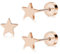 ZDE Titan Damen flach zurück Herz Ohrringe Frauen Nicht-Nickel Ohrringe hypoallergen Knorpel Ohrstecker für empfindliche Ohren einfache klassische 5mm flach Ohrstecker (Star-Rose Gold)