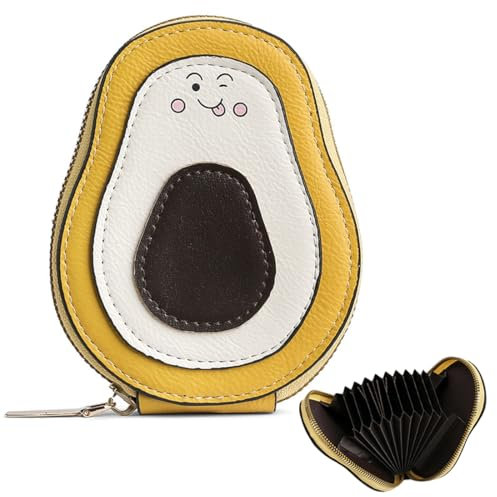 VONJUMA Porta Carte A Forma Di Avocado Porta Carte Multiuso A Forma Di Avocado Portamonete Pelle Alta Qualità Porta Carte Credito Blocco Rfid Porta Tessere Per Donna E Uomo Giallo