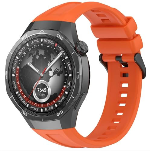 GIOPUEY Cinturini Compatibile con Huawei Watch GT 5 PRO 46mm, Morbido Silicone Cinturino [Resistente all'Usura] [Traspirante] - Orange