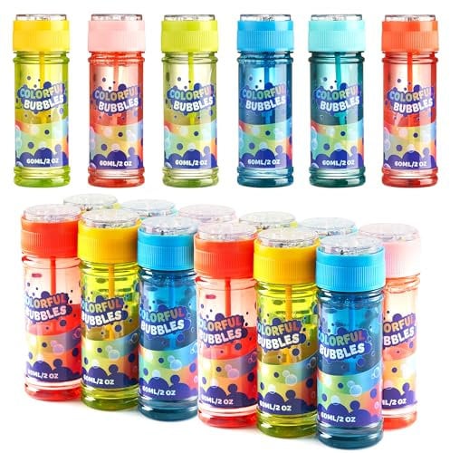 JOYIN 36 Bouteilles de Bulles (2oz/60ml de Solution de Bulles) - Design Arc-en-Ciel coloré pour Les fêtes d'enfants, Baguette à Bulles, Grand kit de Bulles, Jouets d'été pour Les Enfants.