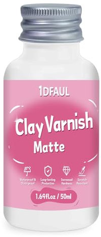 1DFAUL 50 ml Barniz Arcilla Ceramica Secado al Aire, Esmalte Ceramica Sin Horno que Previene el Agrietamiento y Amarilleamiento de la Arcilla, Resistente a Rayones e Impermeable(Mate)
