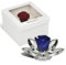 Debora Carlucci - Rosa Stabilizzata Loto in Cristallo 8 Petali Rosa Eterna Idea Regalo Donna,Compleanno, Anniversario,Festa della mamma o Bomboniera Design Elegante Made in Italy Ø8,5xH 4 cm (Blu)